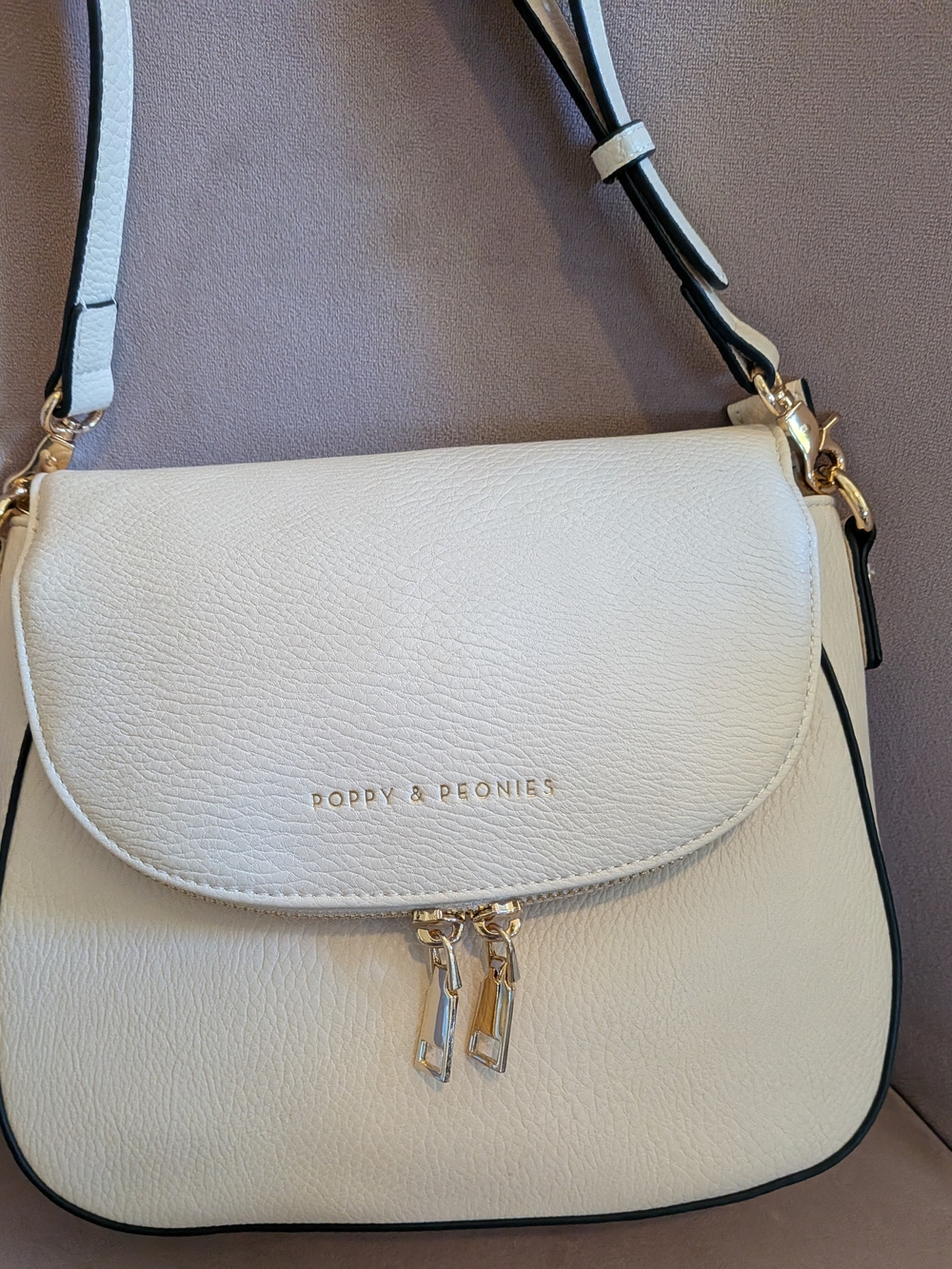Poppy & Peonies Cream Mini Downtown Bag with Gold Hardware